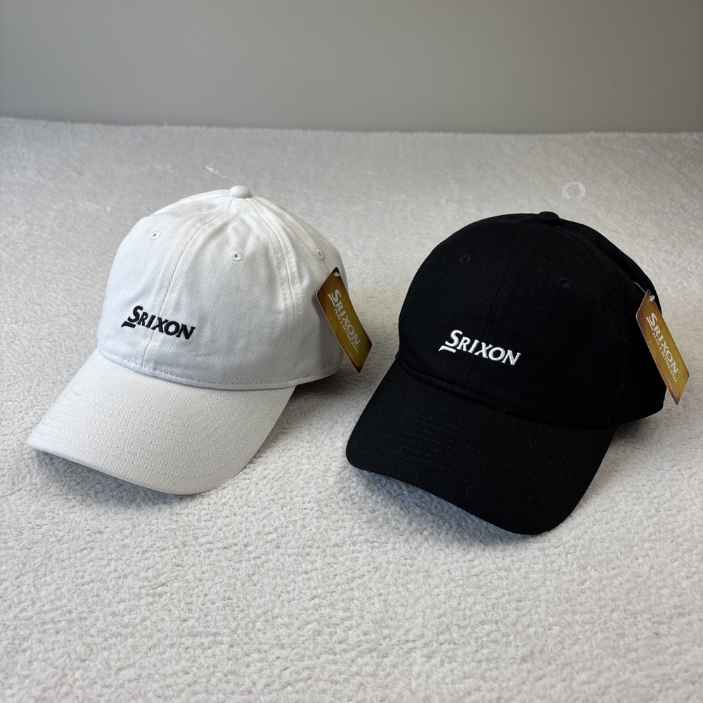 NEW LOT OF 2: SRIXON 'Dad Hat' Golf Adjustable Strapback Cap White/Black Cotton
